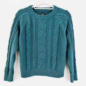 Gorgeous Gap Green Cable Knit 100% Cotton Cozy Winter Sweater - Size Med Petite